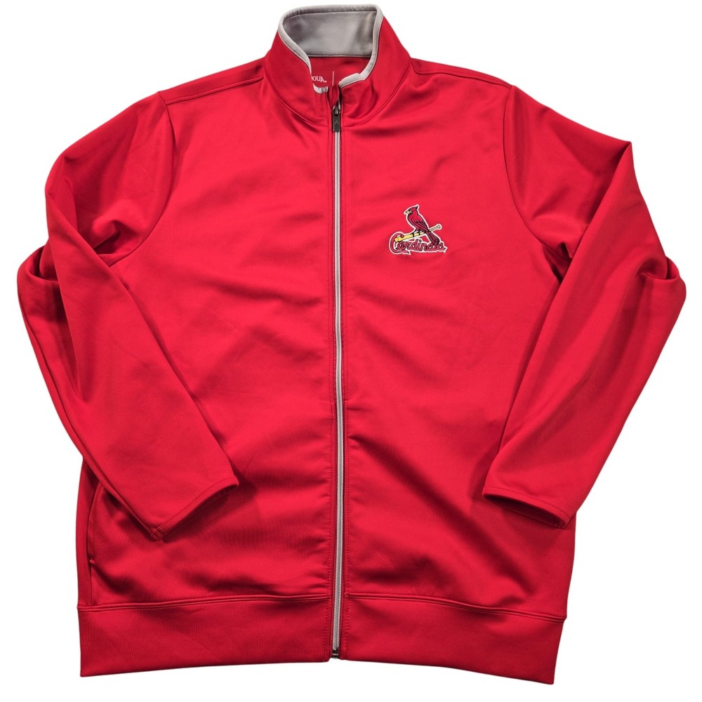 St Louis Cardinals Jacket Mens Large Red MLB Baseball Full Zip Antigua